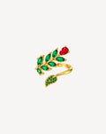 Gold Plated Red & Green Floral Open Ring for Women - product image 1