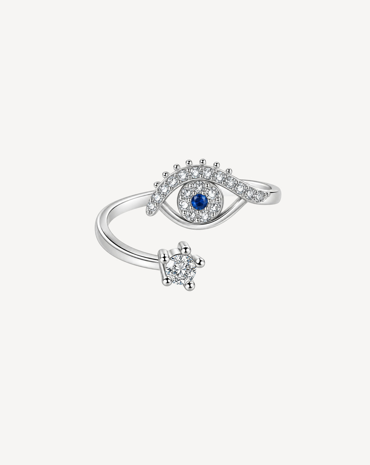 Silver Plated Blue Evil Eye Crystal Open Ring for Women - product image 1