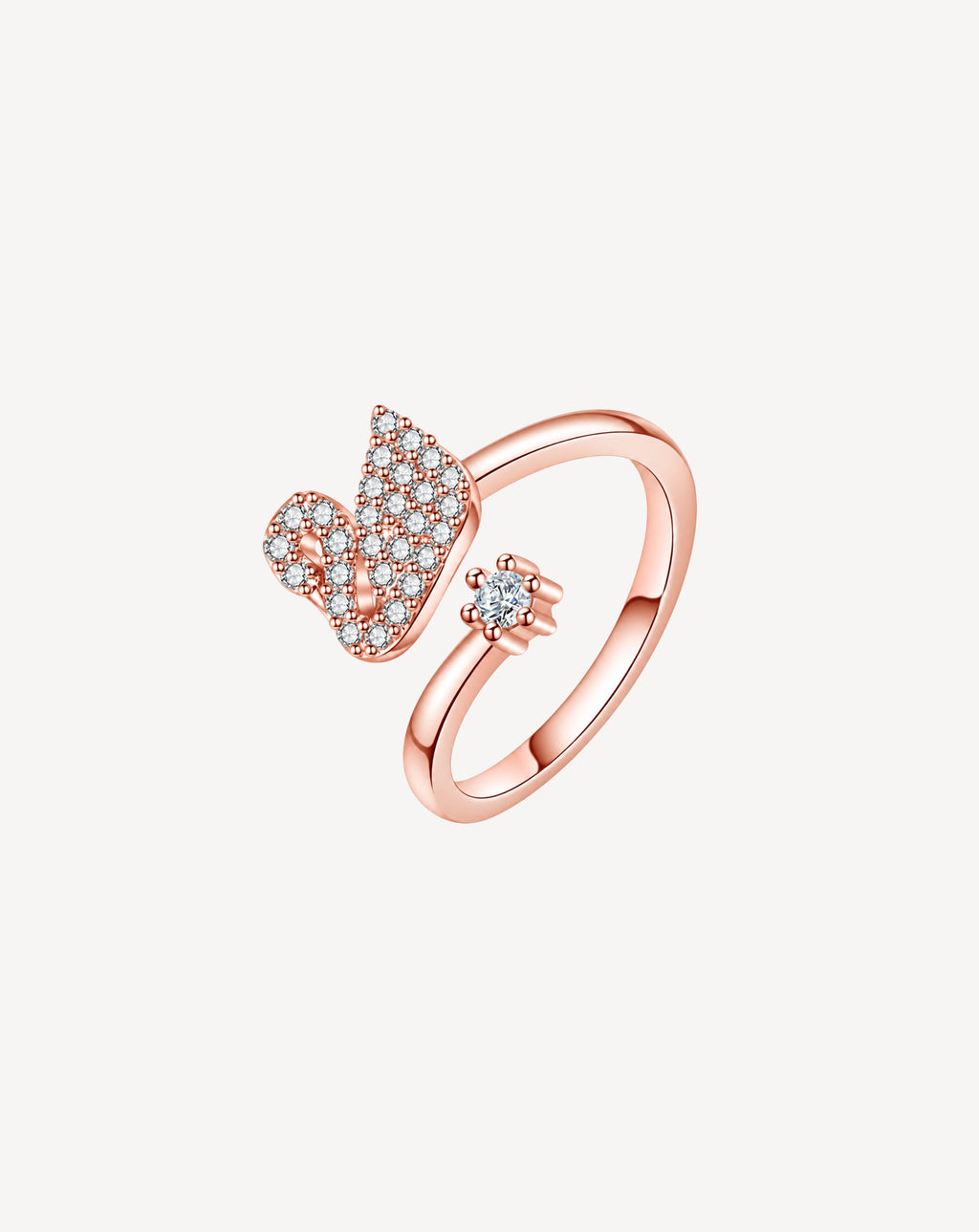 Rose Gold Plated Crystal Bow Open Ring for Women - product image 1