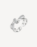 Silver Plated Crystal Crossover Open Ring for Women - product image 1