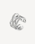 Silver Plated Crystal Crossover Statement Open Ring for Women - product image 1