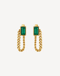 Gold Plated Green Crystal Chain Drop Earrings for Women - product image 1