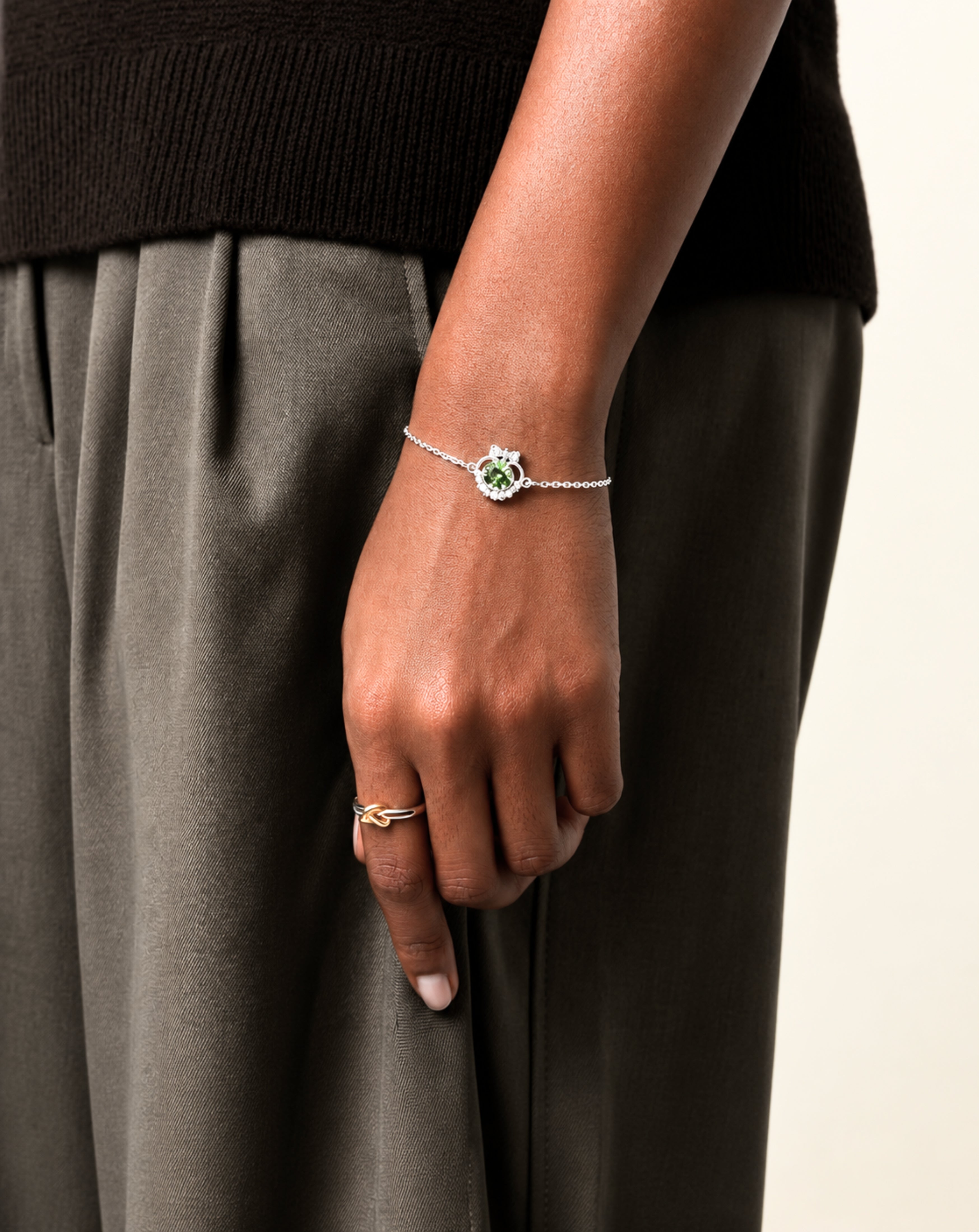 Green Moissanite Heart Bracelet | 925 Silver