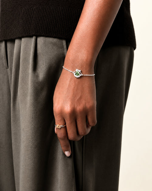 Green Moissanite Heart Bracelet | 925 Silver