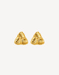 Gold Plated Sculpted Wave Stud Earrings for Women - product image 1