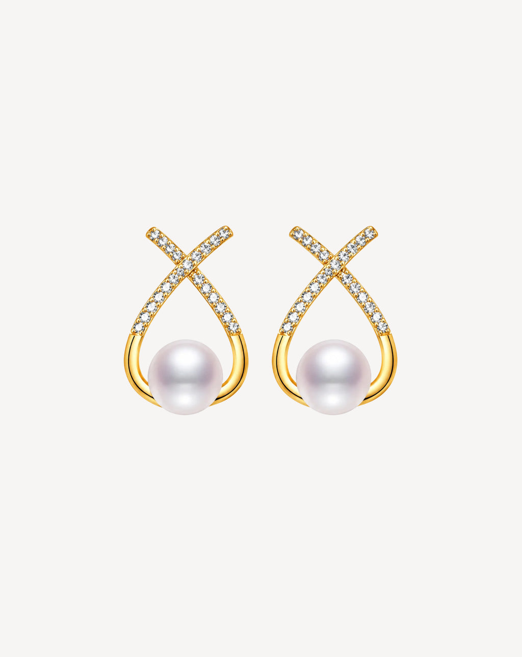 Gold Plated Pearl Crystal Drop Earrings for Women - product image 1