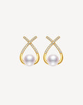 Gold Plated Pearl Crystal Drop Earrings for Women - product image 1