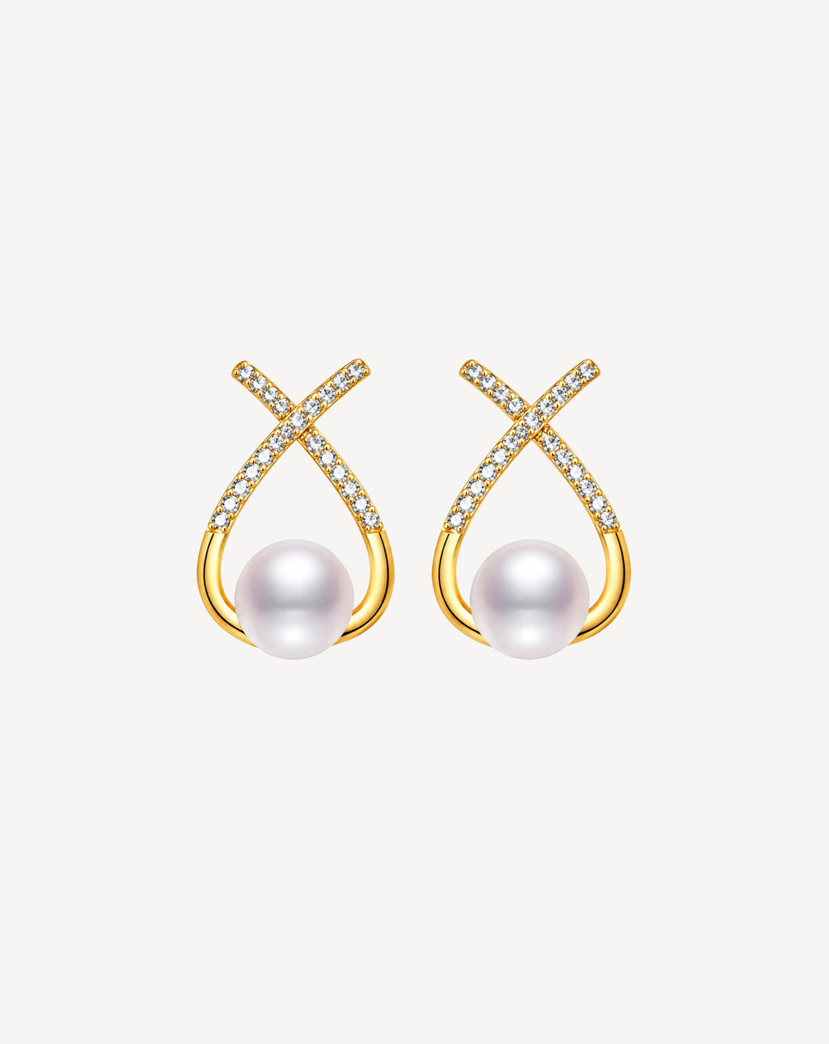 Gold Plated Pearl Crystal Drop Earrings for Women - product image 1