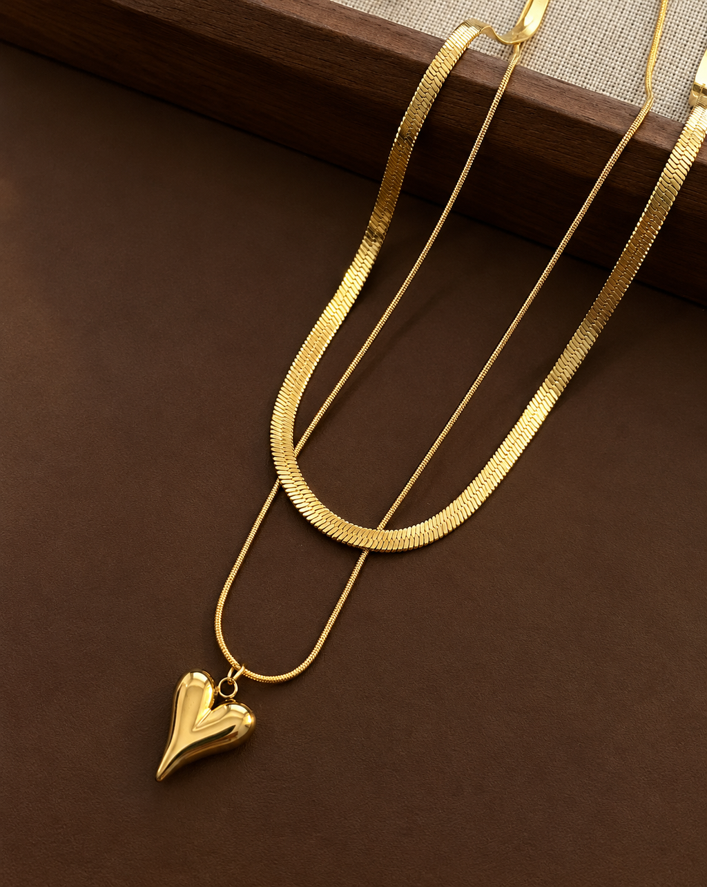 Gold Plated Heart Pendant Layered Necklace for Women - product image 4