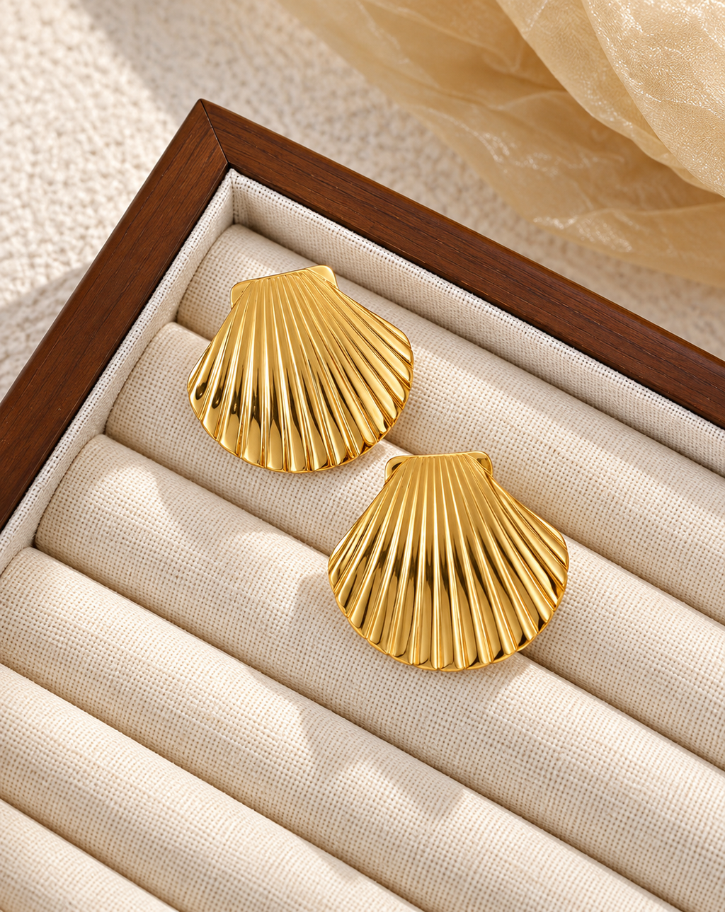 Gold Plated Shell Stud Earrings for Women - product image 4