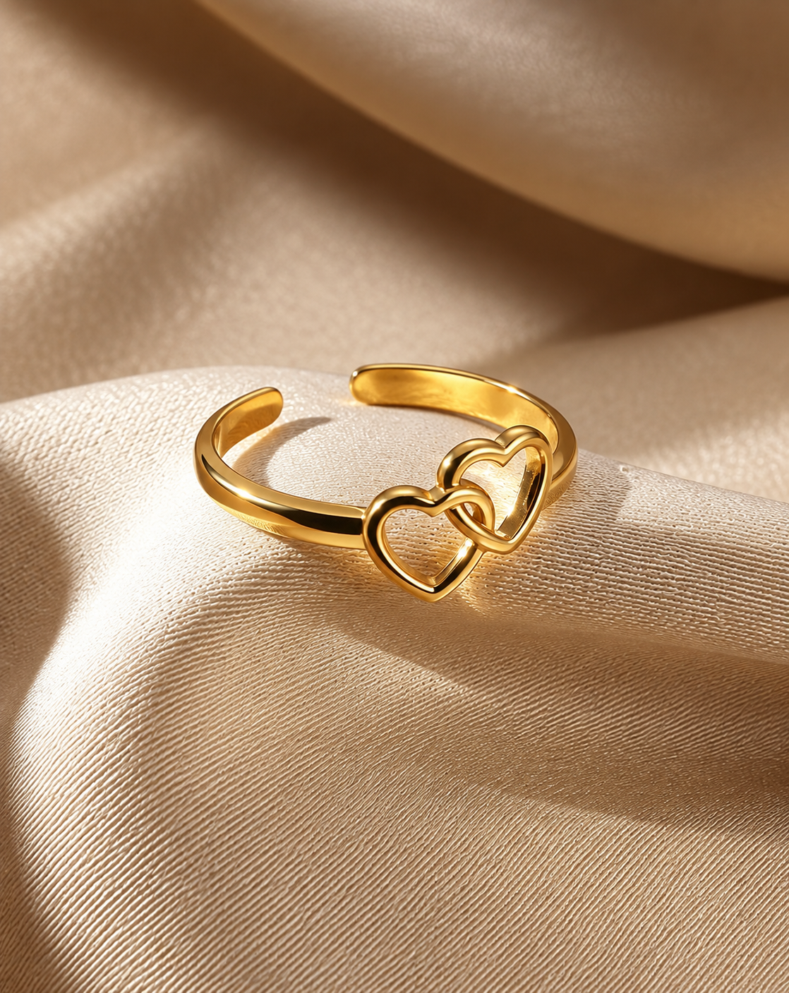 Gold Plated Double Heart Open Ring for Women - product image 4