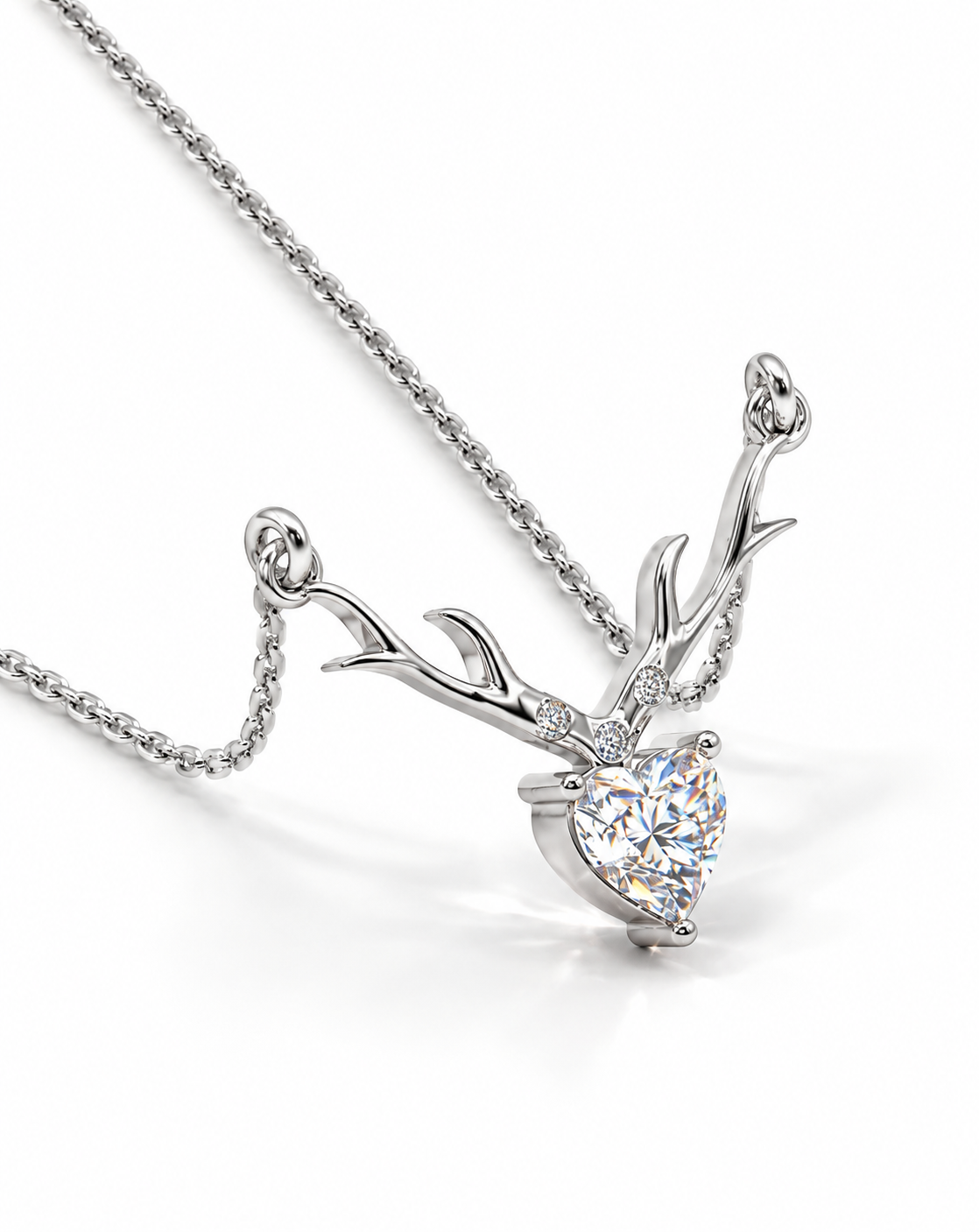 Silver Plated Crystal Heart Branch Pendant Necklace for Women - product image 3