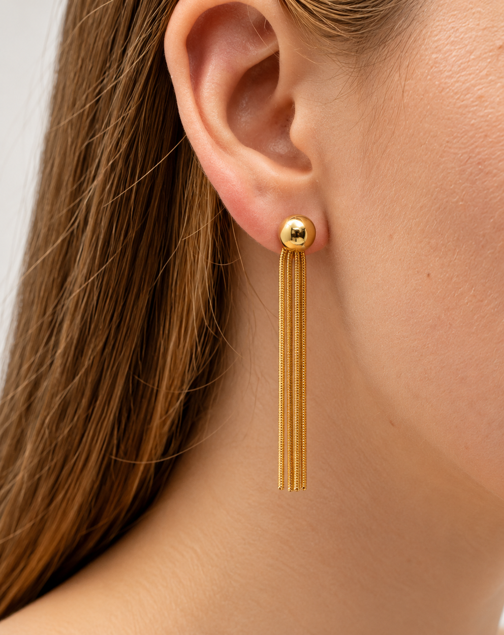 Gold Plated Long Chain Drop Earrings for Women - product image 3