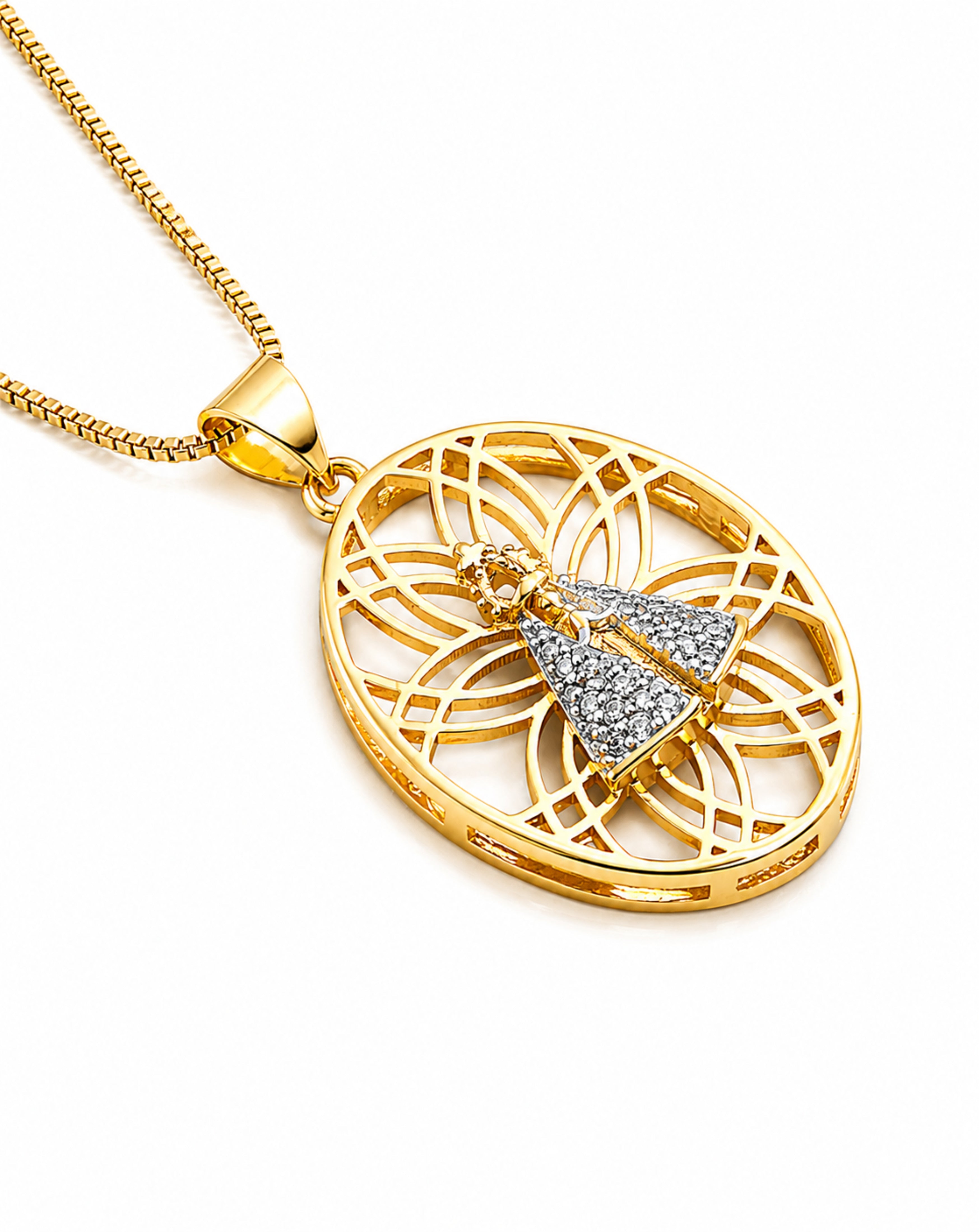 18K Gold Plated Madonna Cross Zircon Necklace for Women | Revosha