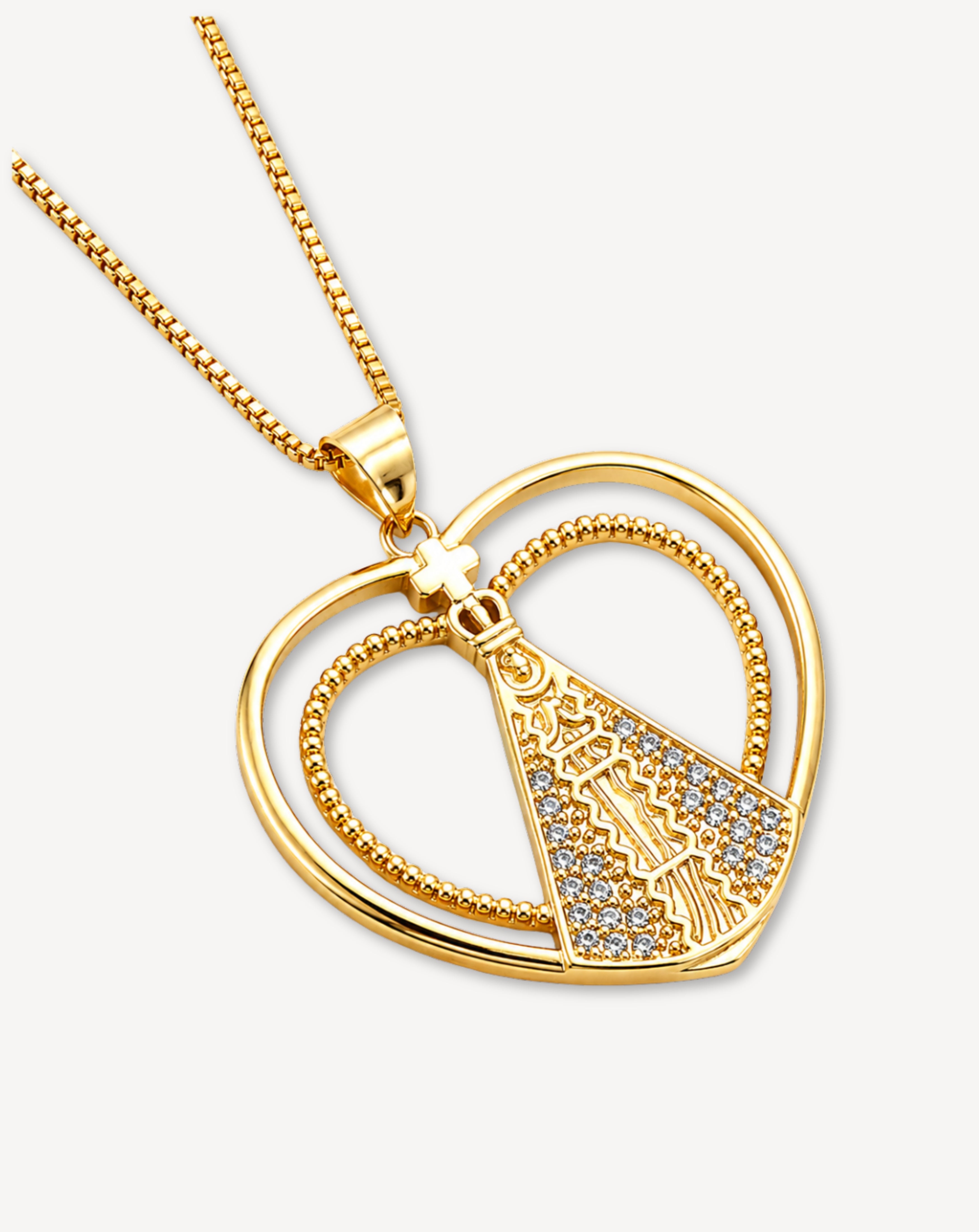 18K Gold Plated Madonna Cross Zircon Necklace for Women | Revosha