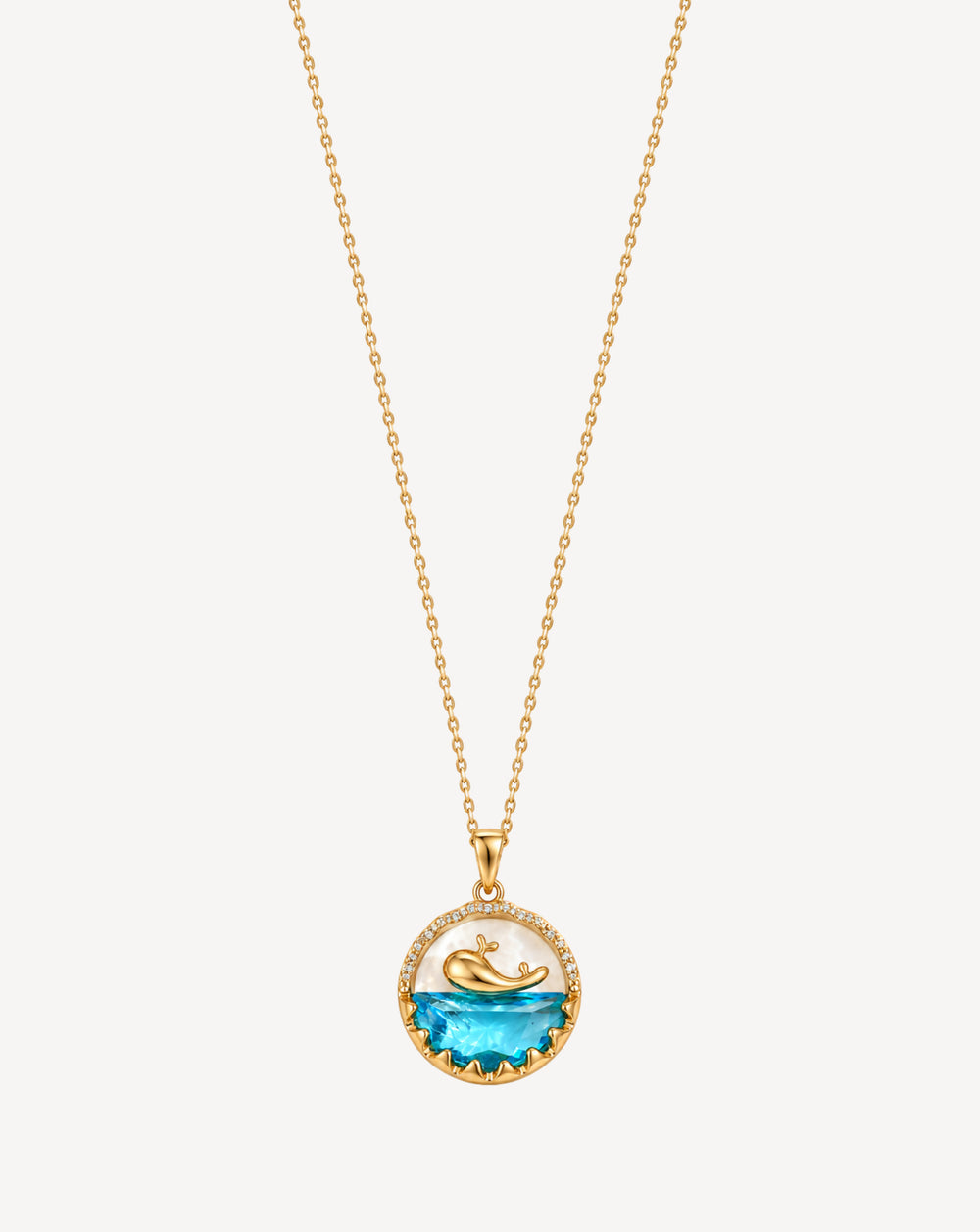 Gold Plated Blue Ocean Whale Pendant Necklace for Women - product image 1