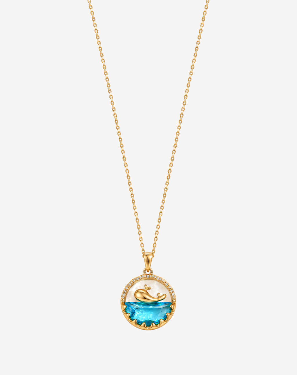 Gold Plated Blue Ocean Whale Pendant Necklace for Women - product image 1