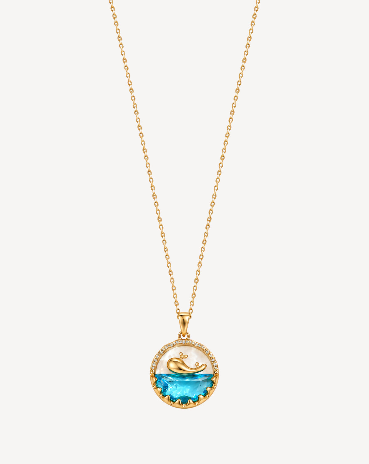 Gold Plated Blue Ocean Whale Pendant Necklace for Women - product image 1