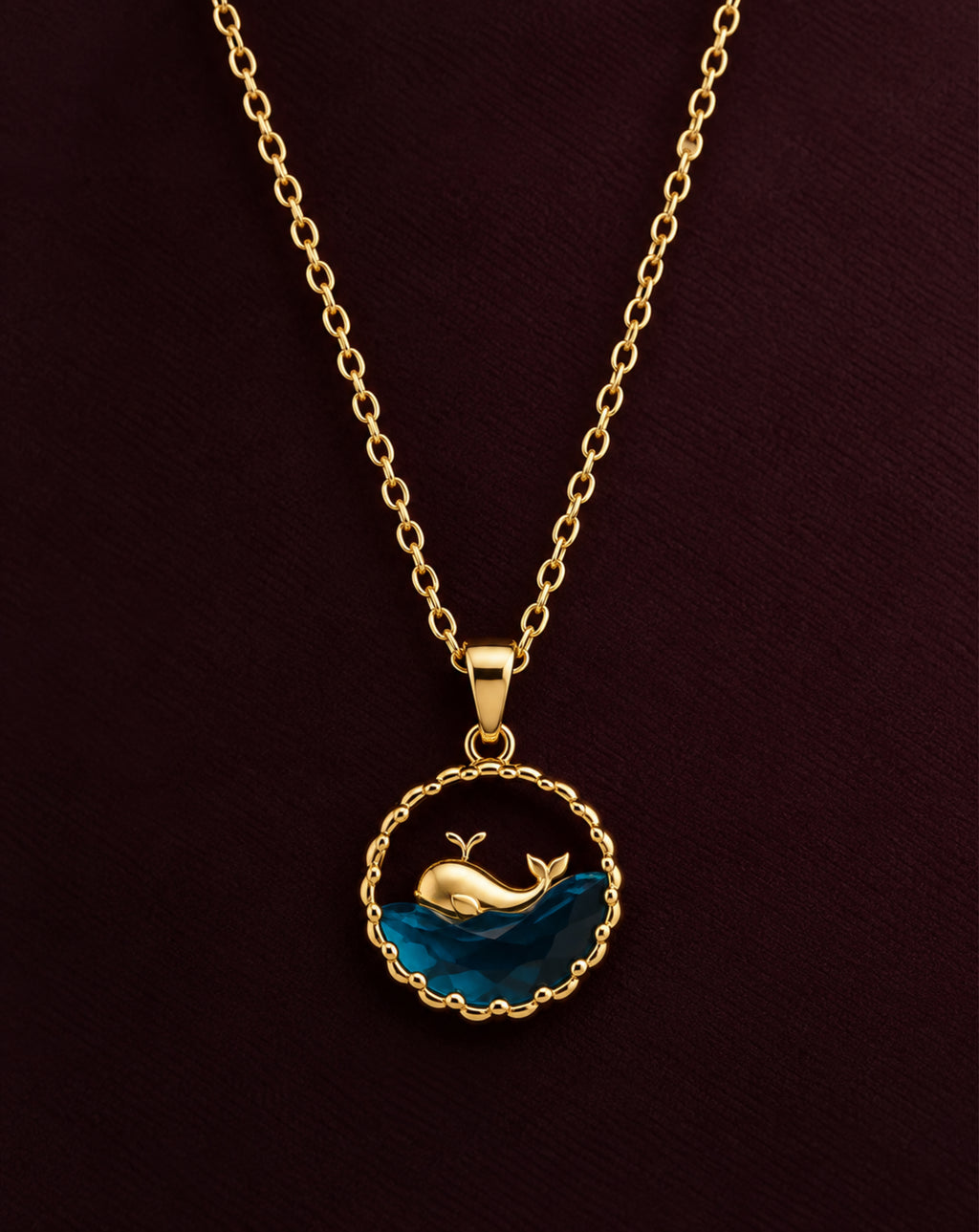 Gold Plated Blue Ocean Whale Pendant Necklace for Women - product image 4