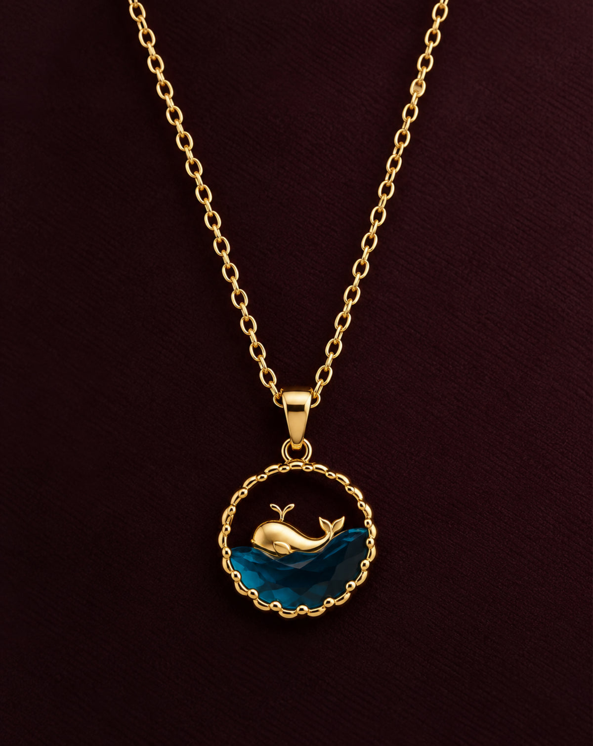 Gold Plated Blue Ocean Whale Pendant Necklace for Women - product image 4