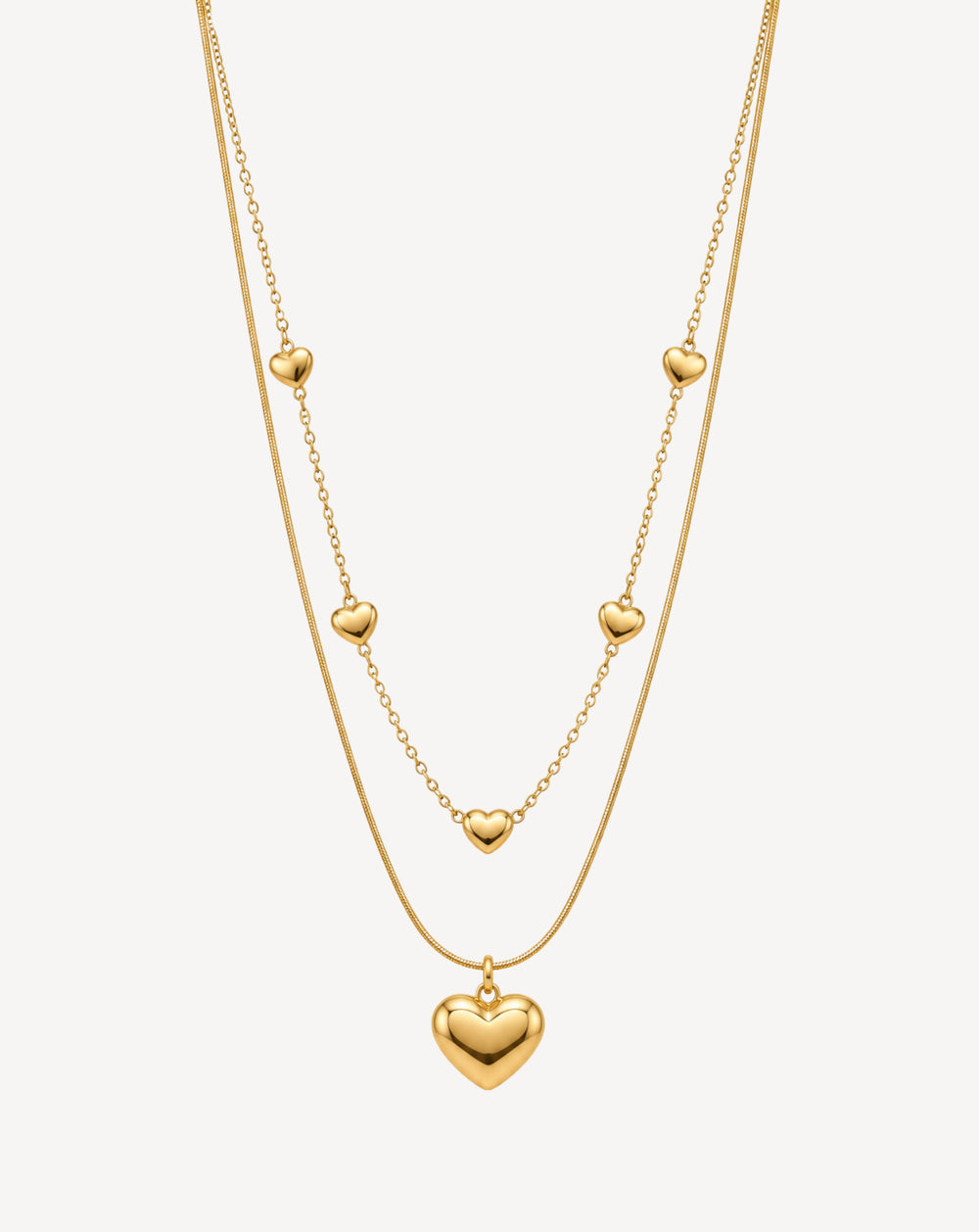 Gold Plated Double Layer Heart Chain Necklace for Women - product image 1
