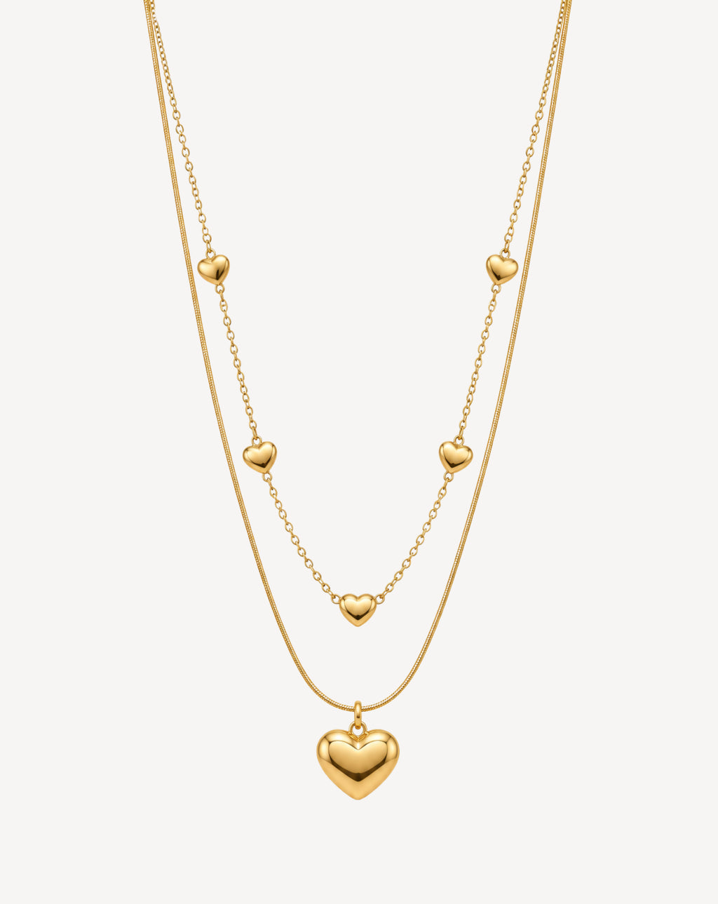 Gold Plated Double Layer Heart Chain Necklace for Women - product image 1