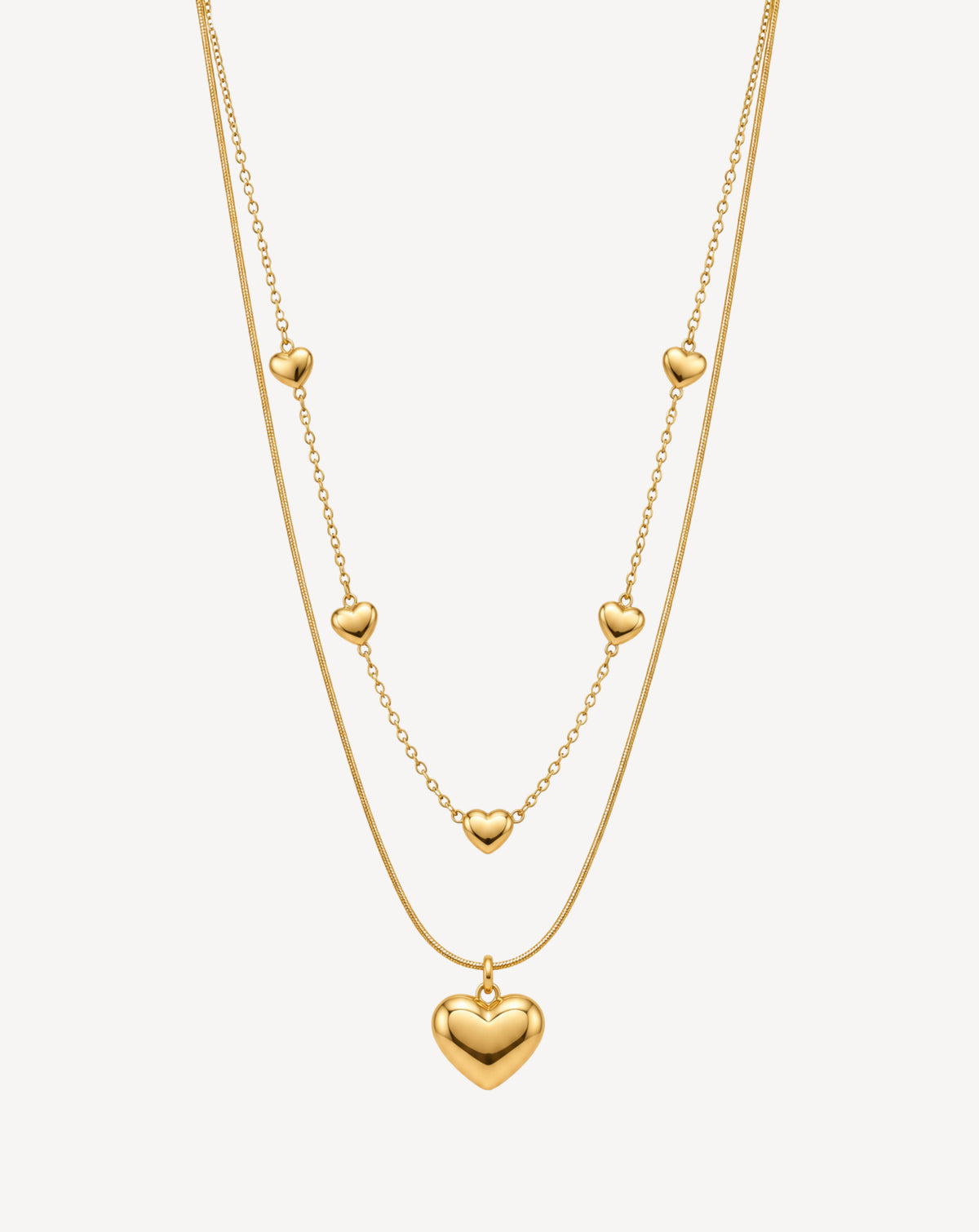 Gold Plated Double Layer Heart Chain Necklace for Women - product image 1