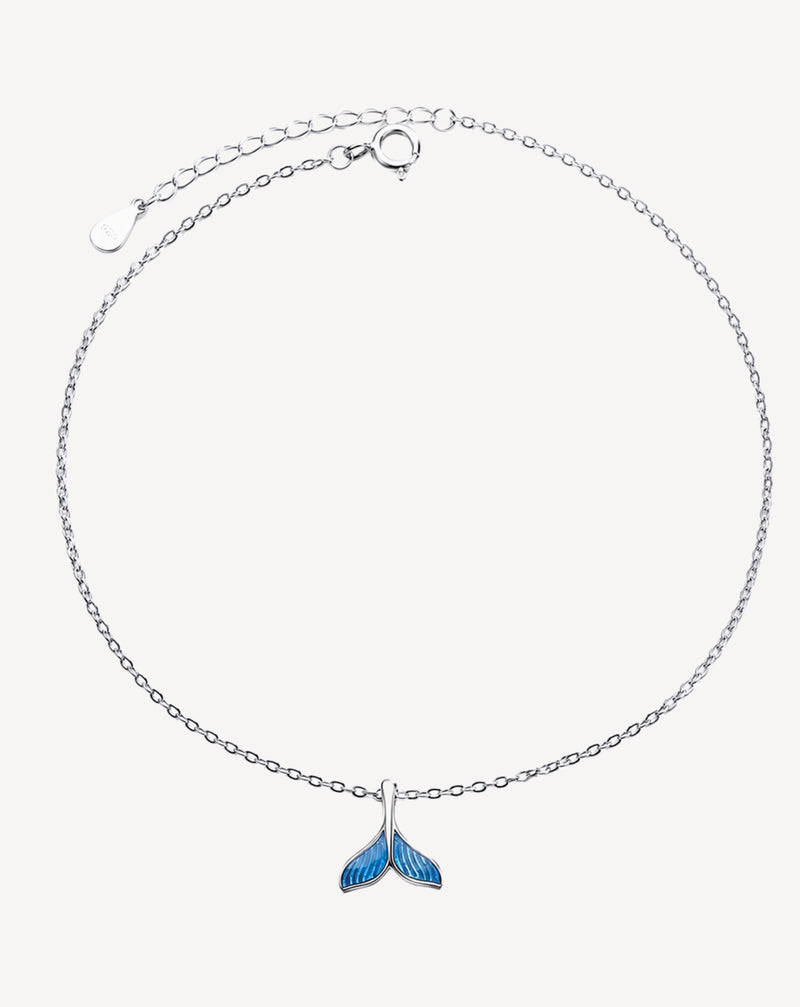 925 Sterling Silver Mermaid Tail Pendant Necklace | Blue