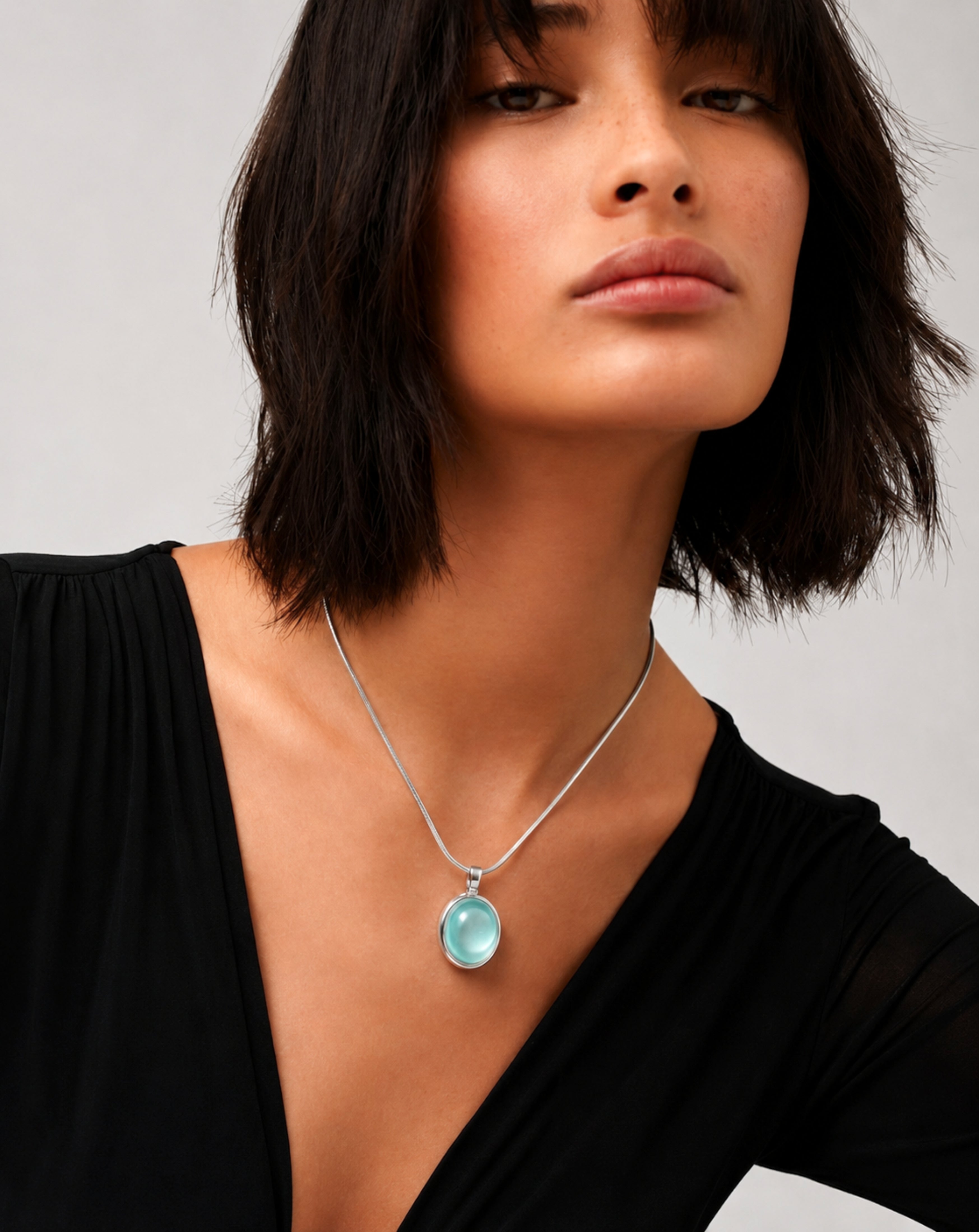 S925 Sterling Silver Aquamarine Necklace for Women | Revosha