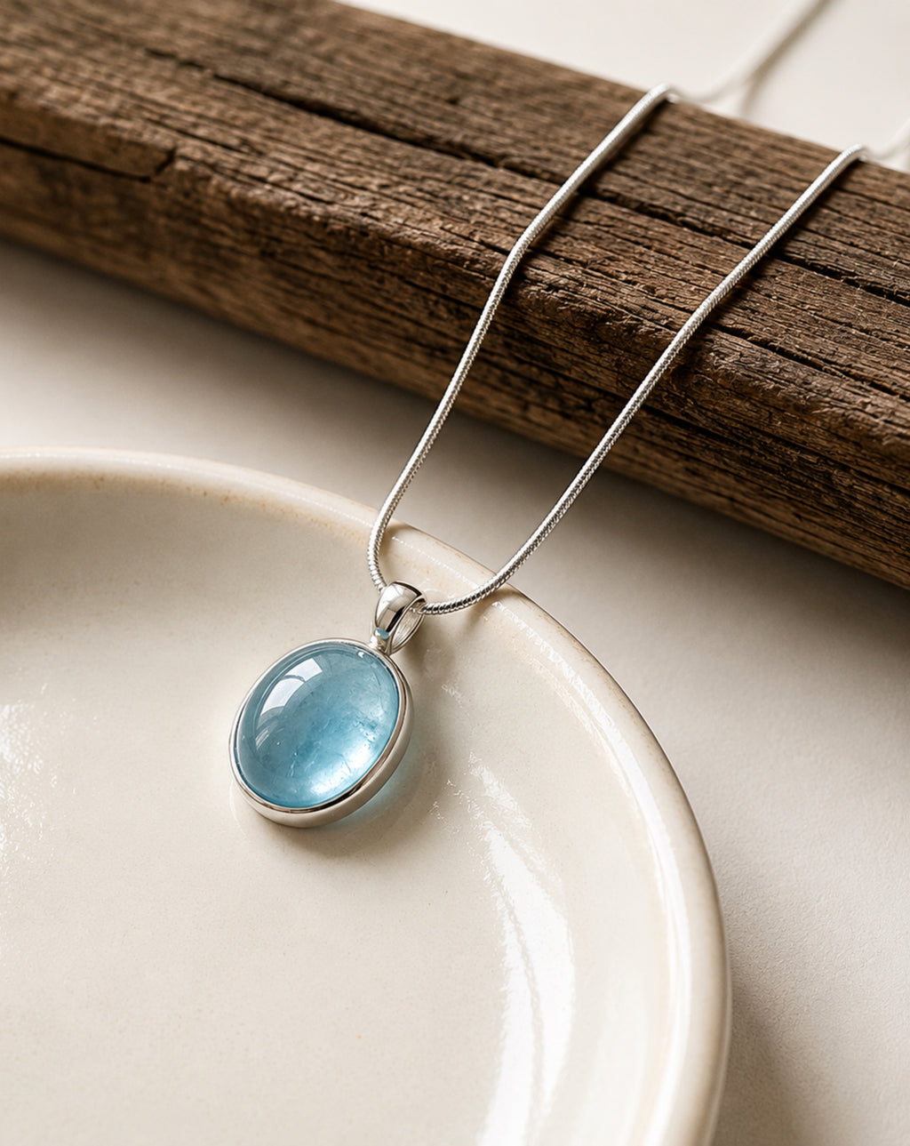 S925 Sterling Silver Aquamarine Necklace for Women | Revosha