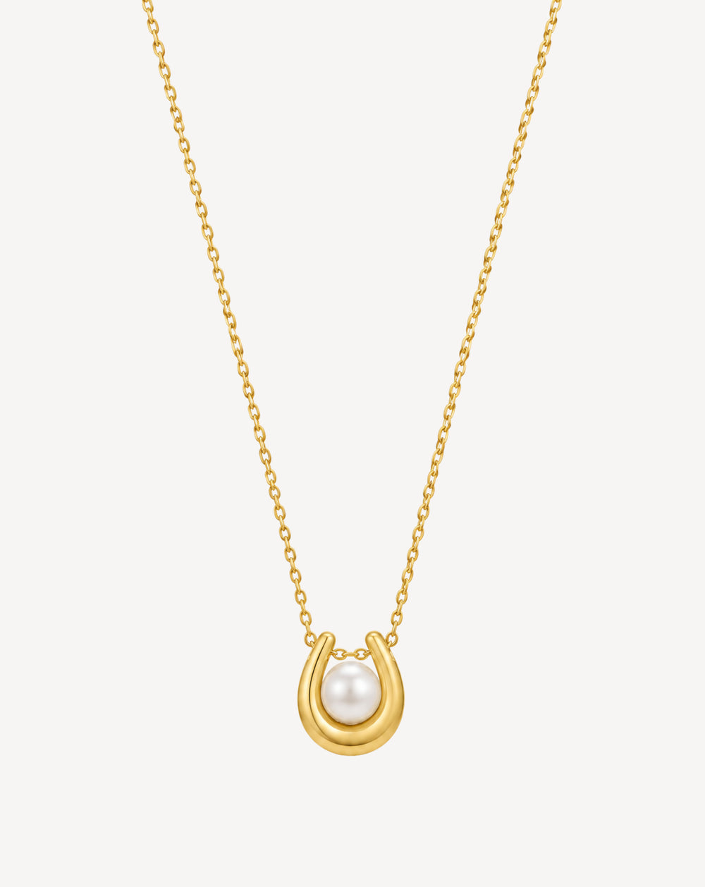 Gold Plated Pearl Horseshoe Pendant Necklace for Women - product image 1