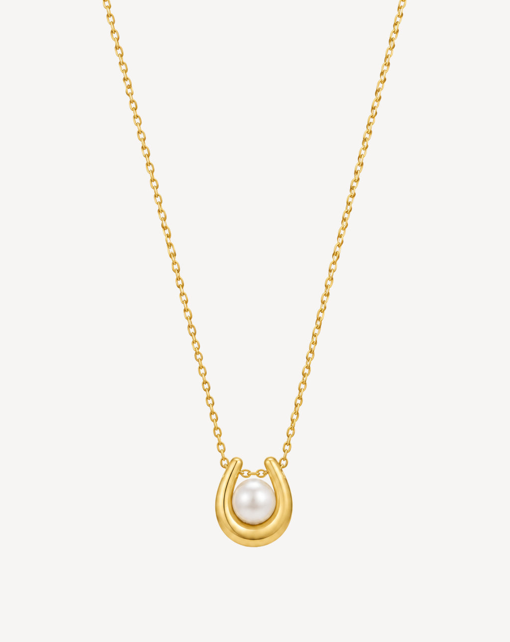 Gold Plated Pearl Horseshoe Pendant Necklace for Women - product image 1