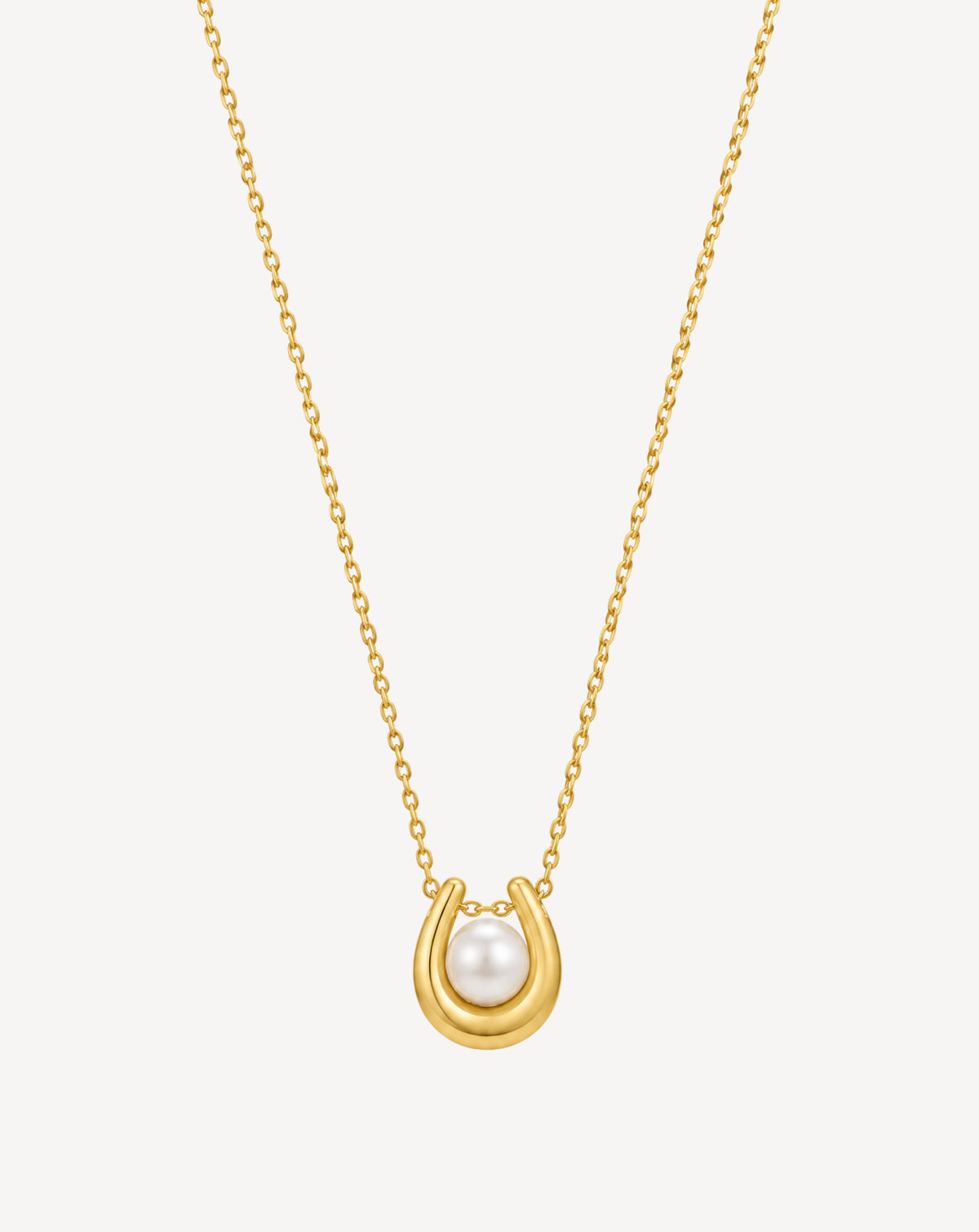 Gold Plated Pearl Horseshoe Pendant Necklace for Women - product image 1