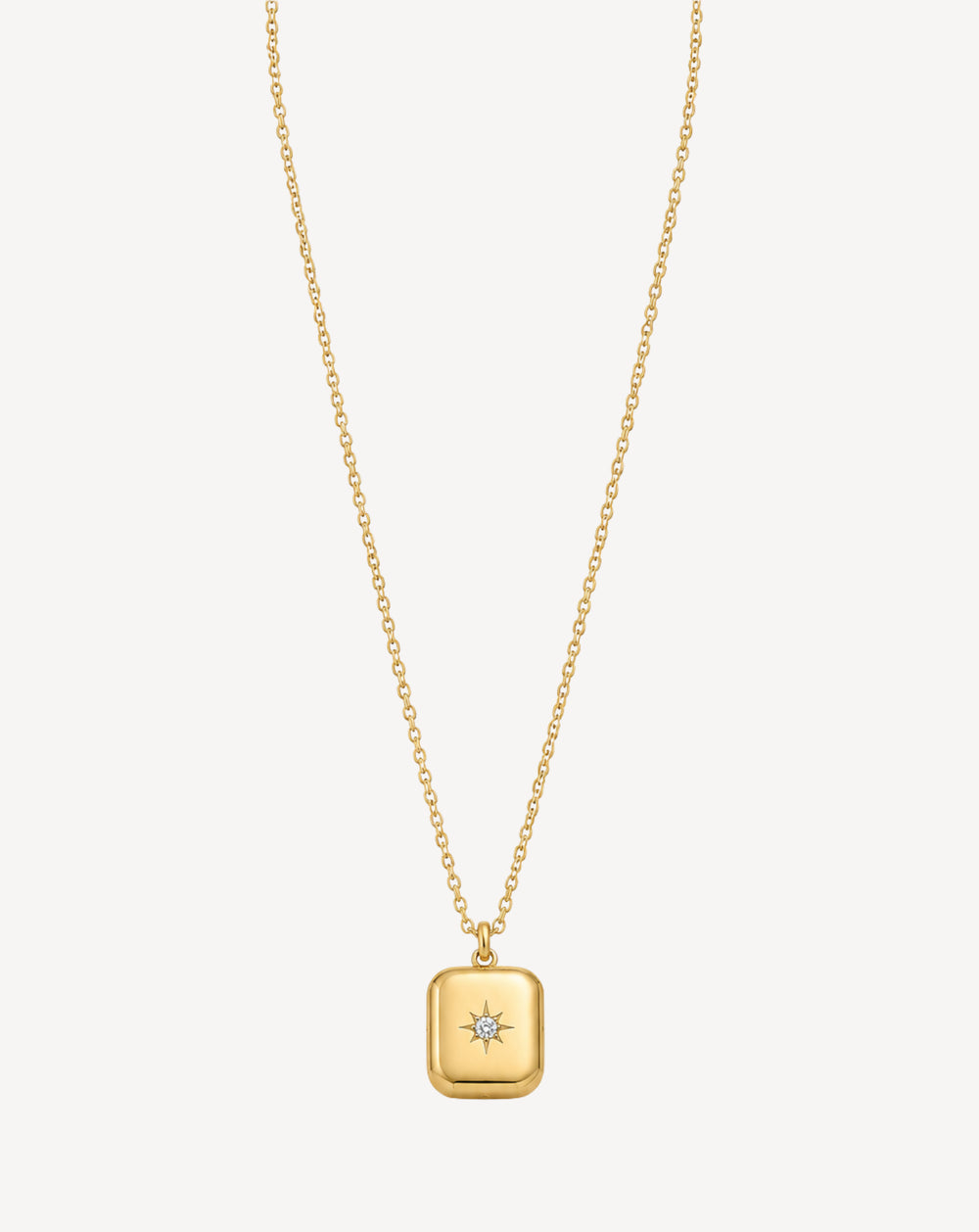 Gold Plated Crystal Rectangle Pendant Necklace for Women - product image 1