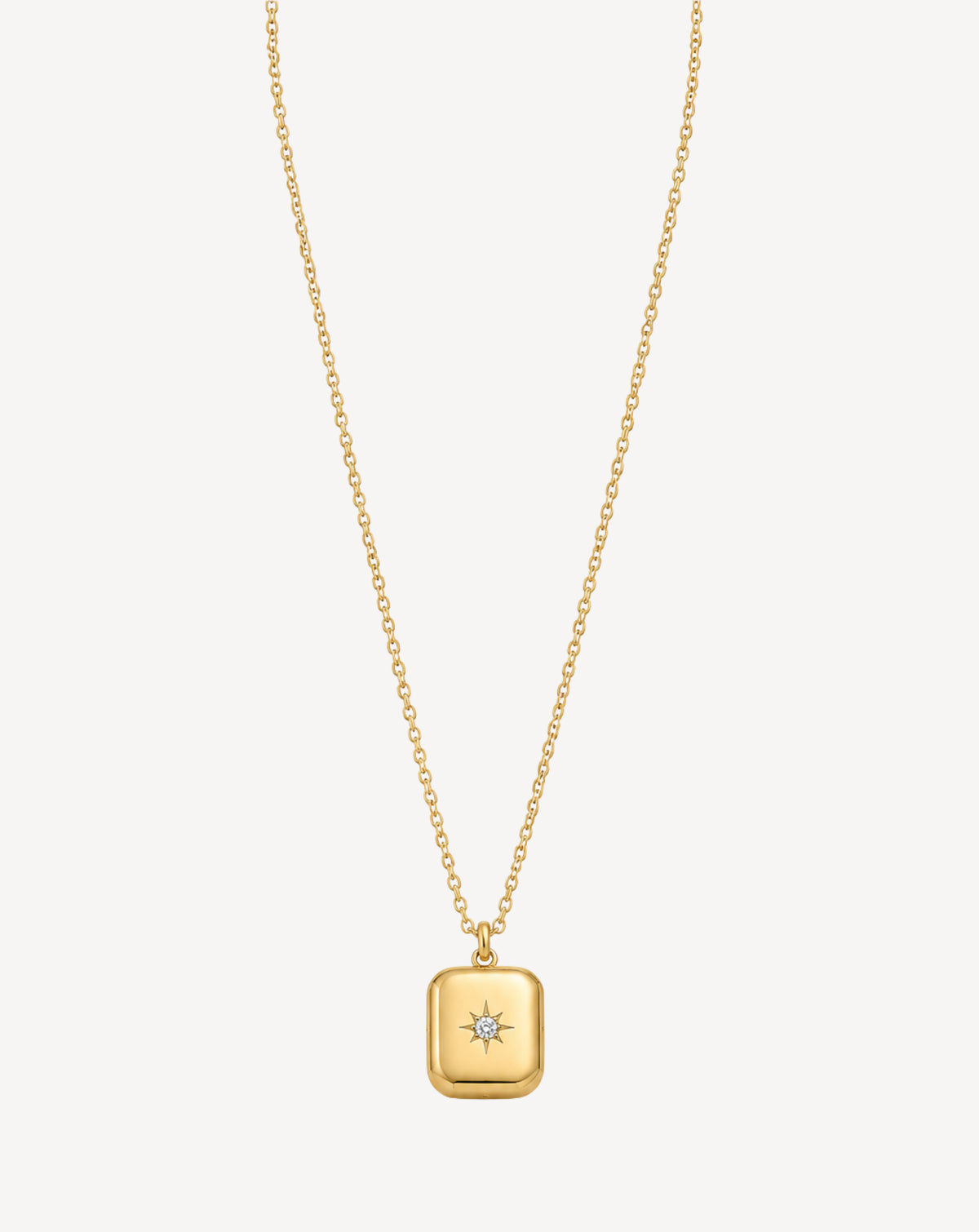 Gold Plated Crystal Rectangle Pendant Necklace for Women - product image 1