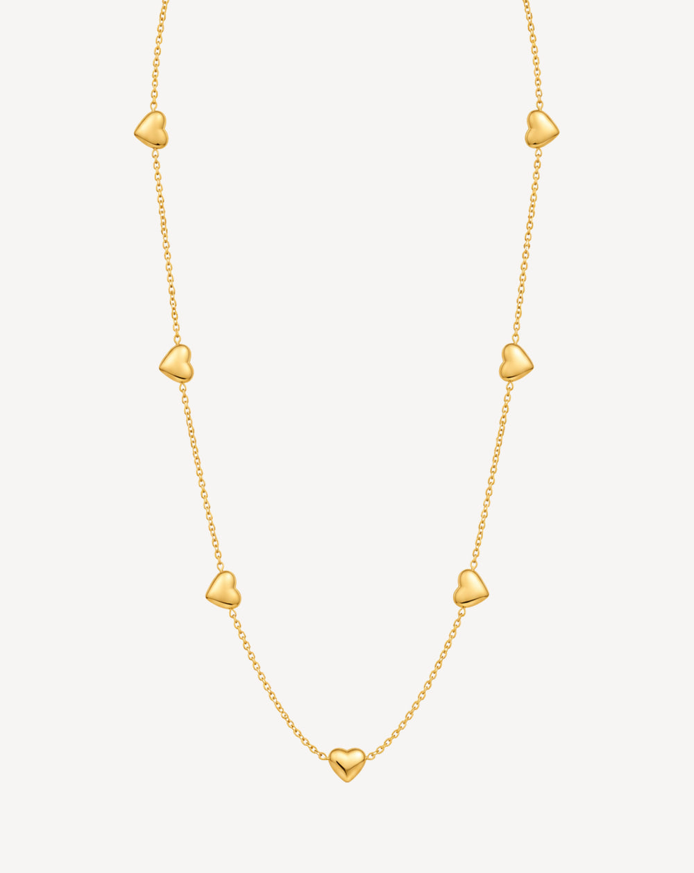 Gold Plated Heart Charm Station Necklace for Women - product image 1