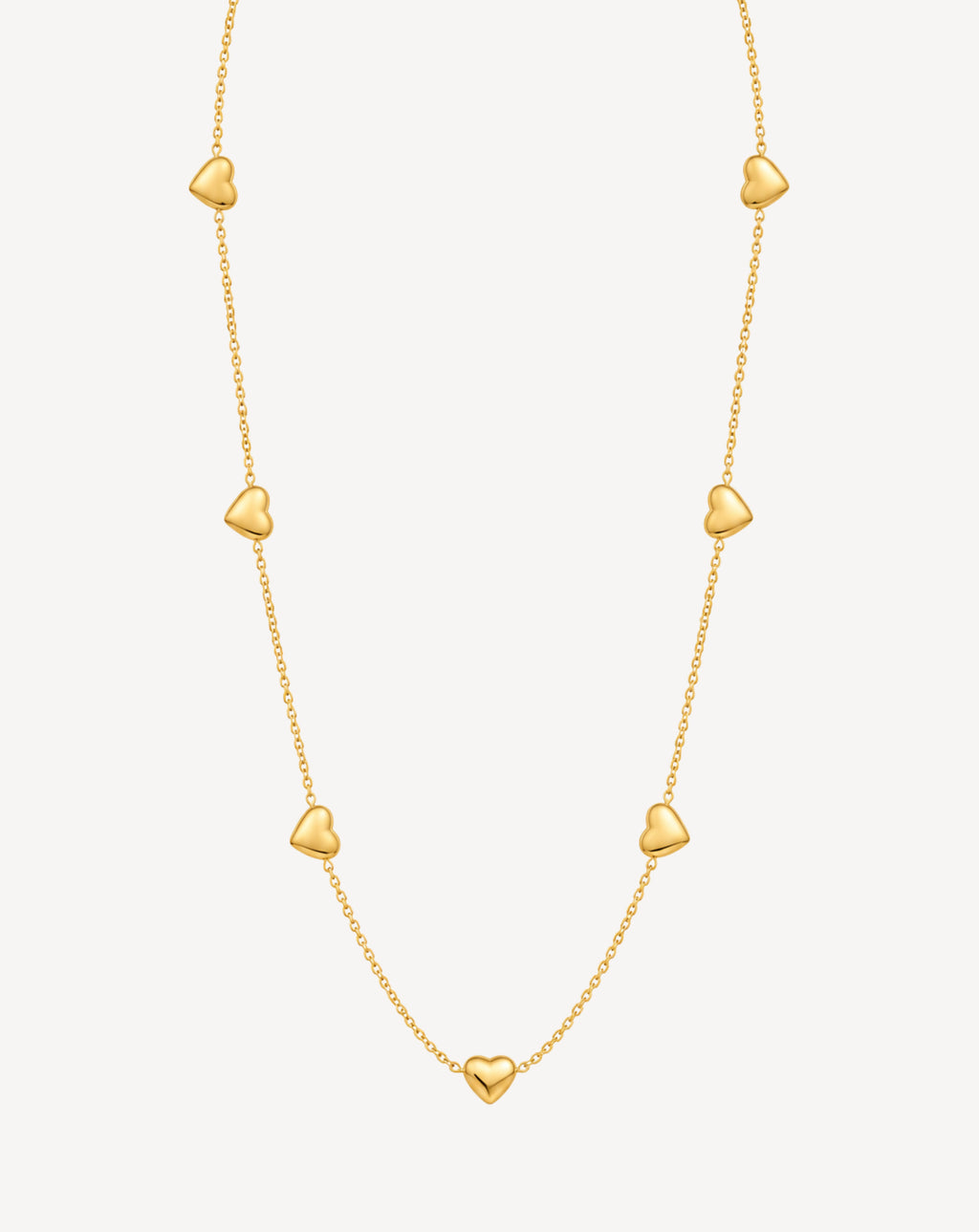 Gold Plated Heart Charm Station Necklace for Women - product image 1