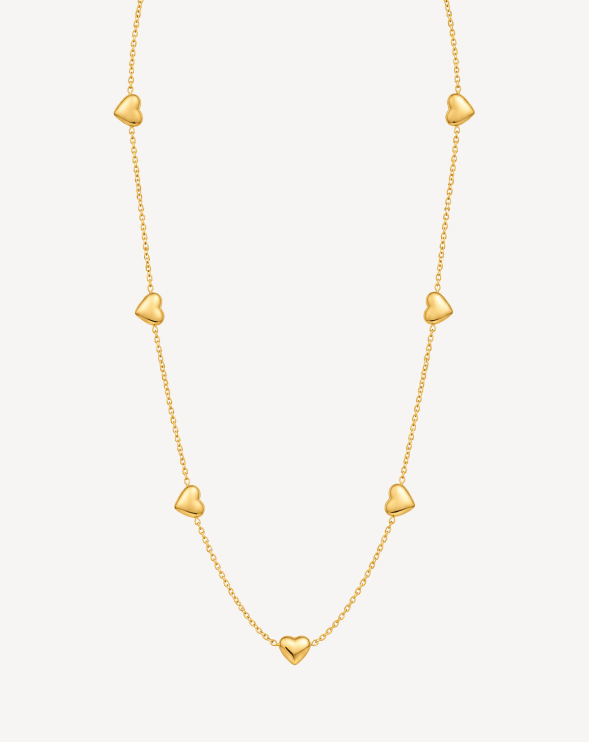 Gold Plated Heart Charm Station Necklace for Women - product image 1