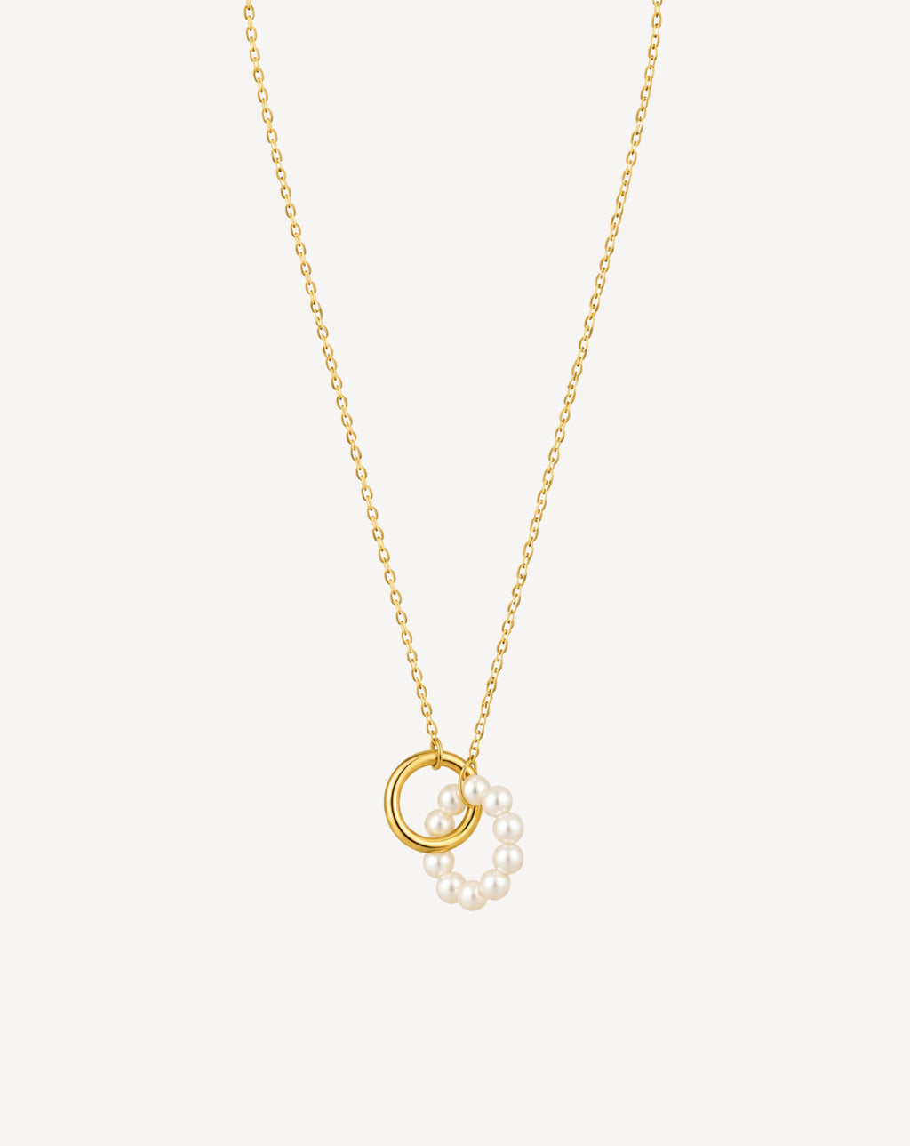 Gold Plated Pearl Ring Pendant Necklace for Women - product image 1