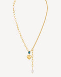 Gold Plated Blue Crystal Heart & Pearl Layered Necklace for Women - product image 1