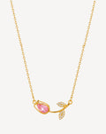 Gold Plated Pink Crystal Leaf Pendant Necklace for Women - product image 1