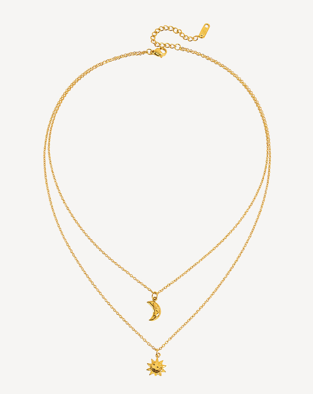 Sun & Moon Double-Layer Gold Necklace for Women